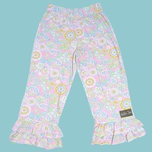 Matilda Jane Floral Ruffle Pants Girls Size 12 Pink Butterfly Bell Bottoms